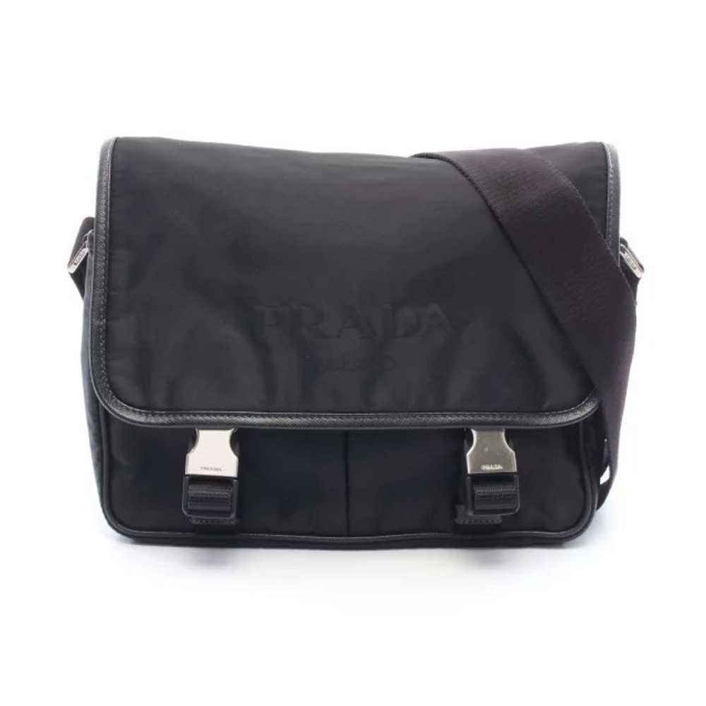 Prada TESSUTO Saffiano Shoulder Bag Saffiano Leather Black